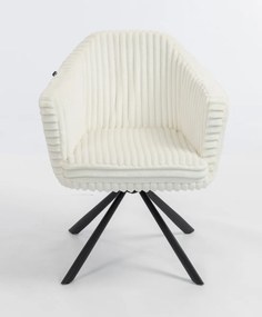 HR832 BAZĂ STEA Scaun Alb Teddy Cord cu Bază Neagră