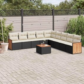 vidaXL Set canapele de grădină cu perne, 10 piese, negru, poliratan