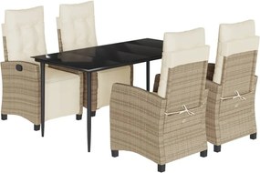 vidaXL Set mobilier de grădină cu perne, 5 piese, bej, poliratan