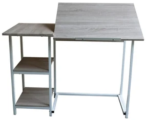 Birou pentru copii Novokids™ Study desk, Cadru metalic, Cu 3 polite incluse, Dimensiuni 110x55x75 cm, Pentru carti si caiete, Natur