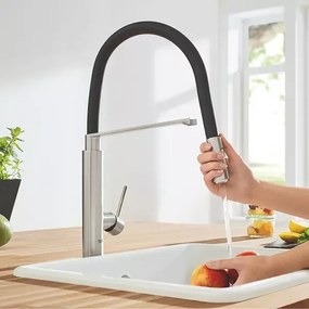 Baterie bucatarie cu pipa flexibila Grohe Concetto crom periat Supersteel