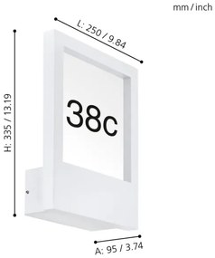 Eglo 98143 - Număr de casă MONTEROS 1xE27/28W/230V IP44 alb