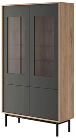 Vitrină, stejar jaskson hickory/grafit, BERGEN BW104