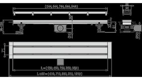 Rigola dus faiantabila cu capac doua fete si sifon iesire laterala 950 mm Alcadrain APZ13-DOUBLE9-950 950 mm