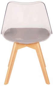 Scaun transparent cu sezut gri CAMILA