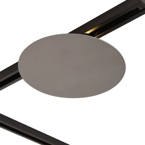 Modern railsysteem zwart met 3 hanglampen en 2 plafondlampen gunmetal 1-fase - Iconic Lloyd Pulley
