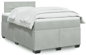 vidaXL Pat continental cu saltea, gri deschis, 120x200 cm, catifea