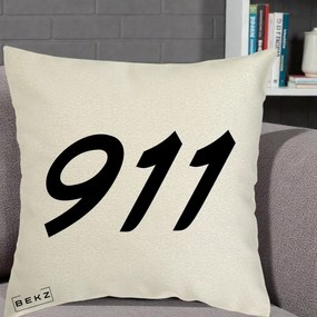Perna Personalizata 911 Bold, 40x40 cm, Ecru, Husa Detasabila, Perna Inclusa, BEKZ®