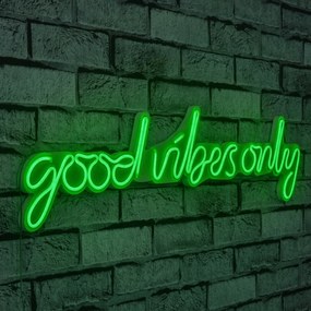 Decoratiune luminoasa LED de perete Good Vibes Only Verde 76x19x2 cm