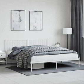 374491 vidaXL Cadru de pat metalic cu tăblie, alb, 183x213 cm