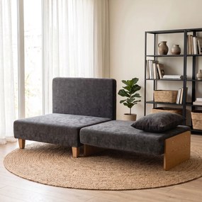 HOMCOM Fotoliu Extensibil cu Perne și Buzunare, 70x70x80cm, Gri Închis | Aosom Romania