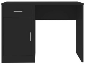 Birou cu sertar si dulap, negru, 100x40x73 cm, lemn prelucrat