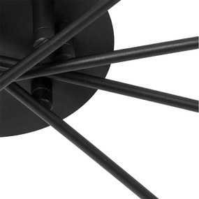 Plafoniera moderna neagra cu 8 lumini cu sticla fumurie - Atena