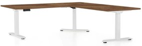 Masă înălțime reglabilă OfficeTech Angle, 180 x 200 cm, picioare albe, stejar silverjack