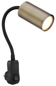 Aplică pentru priză Globo 57911DPM ROBBY 1xGU10/25W/230V negru/alamă