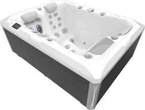 Minipiscina jacuzzi 3 persoane, alb-lucios, 32 jeturi, WiFi, sistem audio, pompa caldura integrata, In-Line WIS, unitate Gecko IN.YE-3, 160 x 215,