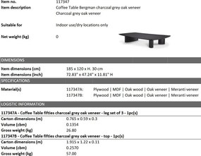 Masuta de cafea design LUX Bergman Charcoal grey