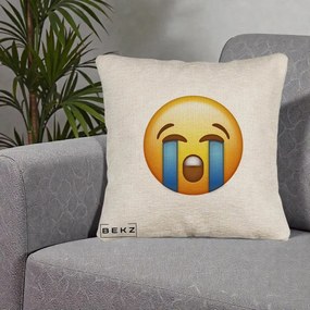 Perna Decorativa Emoji Plange, 40x40 cm, Bej Canapea, Husa Detasabila, Perna Inclusa, BEKZ®