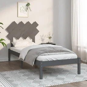 3104855 vidaXL Cadru de pat, gri, 90x200 cm, lemn masiv