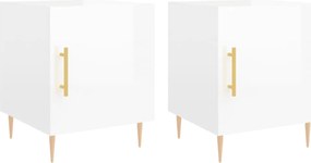 vidaXL Noptiere, 2 buc., alb extralucios, 40x40x50 cm, lemn compozit
