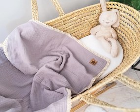 Baby Nellys Muslină luxoasă cu două straturi baby pătură, 75 x 100 cm, gri 75 x 100