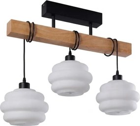 Brilagi - Lustră aplicată WOOD GLASS 3xE27/60W/230V pin/negru/alb