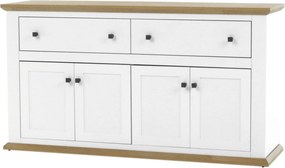 Comoda LEON MZ10, alb/stejar grand, DTD laminat, 160x45x87 cm