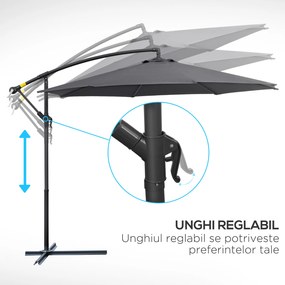 Outsunny Umbrelă de Grădină Deluxe cu Braț Inclinabil și Manivelă, Diametru 3m, Protecție UV, Ideală pentru Patio, Bej | Aosom Romania