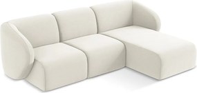 Colțar bej cu tapițerie din catifea (cu colț pe partea dreaptă/cu șezlong) Lani – Makamii