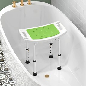 HOMCOM Taburet pentru Duș din Aluminiu și Plastic Antiderapant, Reglabil 6 Niveluri 39-52cm, Verde | Aosom Romania