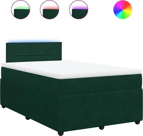 vidaXL Pat box spring cu saltea, verde închis, 120x190 cm, catifea