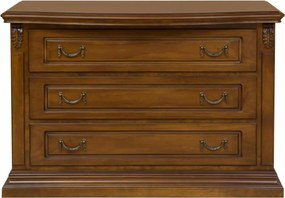 Comodă lemn masiv 3 sertare Bernhard, 118 × 55 × 78,5 cm