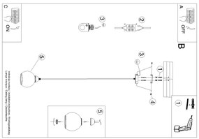 Lustră pe cablu ALINO 1xE27/60W/230V neagră Sollux SL.1141