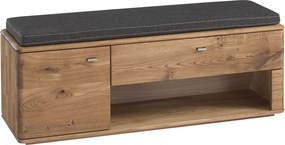 Băncuță lemn masiv natur Încălțăminte Siena Stejar, 48.5 × 126.8 × 39 cm