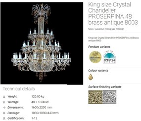 Candelabru XXXL design LUX Cristal Bohemia Exclusive PROSERPINA 48 CE