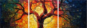 Tablou - Arborele vieții în mozaic (cu ceas) (90x30 cm)