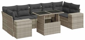 3326763 vidaXL Set mobilier de grădină cu perne, 8 piese gri deschis poliratan