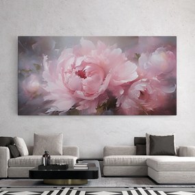 Tablou Canvas, 80x160cm, Dormitor si Living, Flori, Bujori, Dreamy Painting Peony