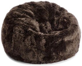Pouf rotund din 100% blană naturală de oaie din Noua Zeelandă, cu fir lung, D74 × 73 cm, „Walnut M”