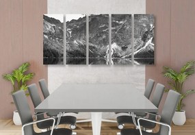 Tablou 5-piese ochi de Mare în Tatra în design alb-negru