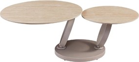 Masuta de cafea moderna cu doua blaturi rotative din ceramica DANCING RINGS 80-135cm