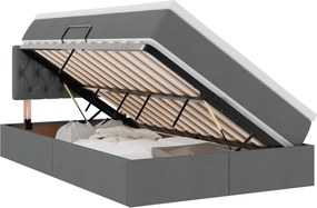 vidaXL Pat cu saltea și LED cu saltea Gri închis 120 x 190 cm țesătură