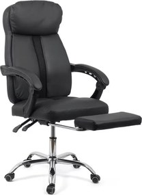Scaun de birou ZENITH, suport pentru picioare, recliner 135 , Piele ecologica, Negru
