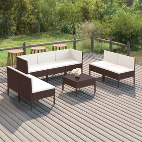 3094355 vidaXL Set mobilier de grădină cu perne, 8 piese, maro, poliratan