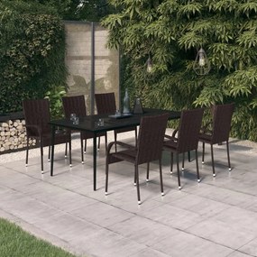 vidaXL Set mobilier de grădină, 7 piese, maro și negru