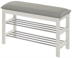 Banca ST11 cu spatiu pentru pantofi alb/gri L81 cm
