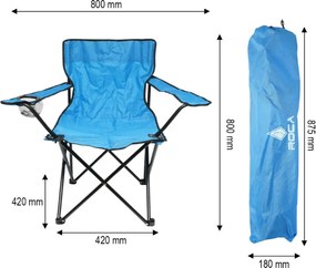 Scaun Camping Pliabil Verde cu Suport Pahar, Husa Transport, Structura Metalica 50x80x80cm Albastru