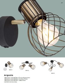 Aplica de perete / tavan cu 2 spoturi design industrial ARGUSTO negru, auriu