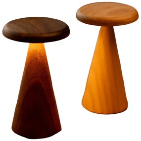 Veioză în culoare naturală închisă LED cu abajur din lemn (înălțime 14 cm) Sylva – Gingko