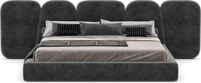 Pat Stone Tapitat cu Saltea  160/180x200cm - 160x200